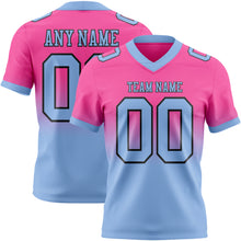 Load image into Gallery viewer, Custom Pink Light Blue-Black Authentic Fade Fashion Football Jersey
