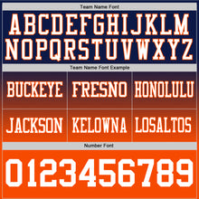 Load image into Gallery viewer, Custom Navy White-Orange Authentic Fade Fashion Football Jersey