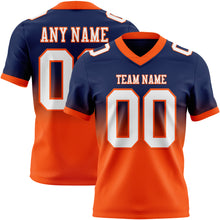 Load image into Gallery viewer, Custom Navy White-Orange Authentic Fade Fashion Football Jersey