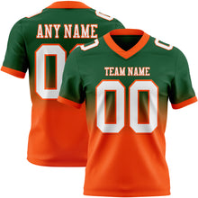 Load image into Gallery viewer, Custom Green White-Orange Authentic Fade Fashion Football Jersey