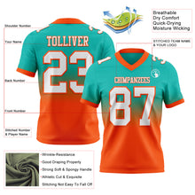 Charger l'image dans la galerie, Custom Aqua White-Orange Authentic Fade Fashion Football Jersey