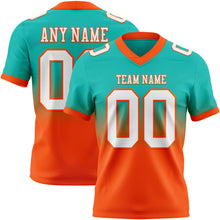 Charger l'image dans la galerie, Custom Aqua White-Orange Authentic Fade Fashion Football Jersey