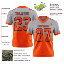 Load image into Gallery viewer, Custom Gray Orange-Navy Authentic Fade Fashion Football Jersey