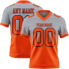 Load image into Gallery viewer, Custom Gray Orange-Navy Authentic Fade Fashion Football Jersey