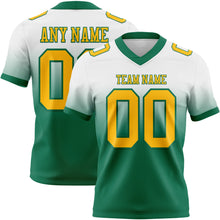Load image into Gallery viewer, Custom White Gold-Kelly Green Authentic Fade Fashion Football Jersey