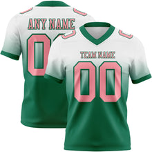 Load image into Gallery viewer, Custom White Medium Pink-Kelly Green Authentic Fade Fashion Football Jersey