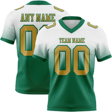 Load image into Gallery viewer, Custom White Old Gold-Kelly Green Authentic Fade Fashion Football Jersey