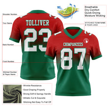 Load image into Gallery viewer, Custom Red White-Kelly Green Authentic Fade Fashion Football Jersey