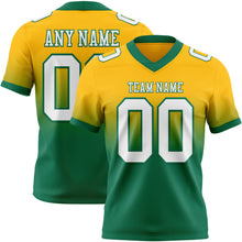 Load image into Gallery viewer, Custom Gold White-Kelly Green Authentic Fade Fashion Football Jersey