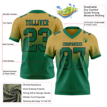Load image into Gallery viewer, Custom Old Gold Kelly Green-Black Authentic Fade Fashion Football Jersey