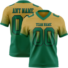 Load image into Gallery viewer, Custom Old Gold Kelly Green-Black Authentic Fade Fashion Football Jersey