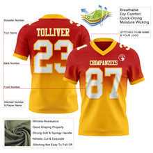 Load image into Gallery viewer, Custom Red White-Gold Authentic Fade Fashion Football Jersey