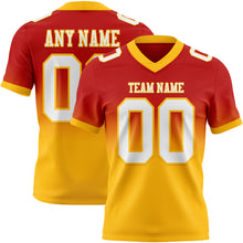 Load image into Gallery viewer, Custom Red White-Gold Authentic Fade Fashion Football Jersey