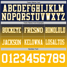 Load image into Gallery viewer, Custom Navy White-Gold Authentic Fade Fashion Football Jersey