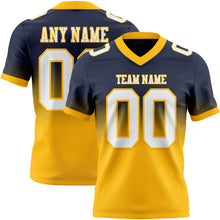 Load image into Gallery viewer, Custom Navy White-Gold Authentic Fade Fashion Football Jersey