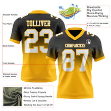 Load image into Gallery viewer, Custom Black White-Gold Authentic Fade Fashion Football Jersey