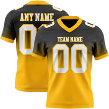 Load image into Gallery viewer, Custom Black White-Gold Authentic Fade Fashion Football Jersey