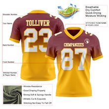 Load image into Gallery viewer, Custom Burgundy White-Gold Authentic Fade Fashion Football Jersey