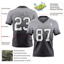 Laden Sie das Bild in den Galerie-Viewer, Custom Gray White Steel Gray-Black Authentic Fade Fashion Football Jersey