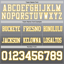 Laden Sie das Bild in den Galerie-Viewer, Custom Gray White Steel Gray-Gold Authentic Fade Fashion Football Jersey