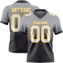 Laden Sie das Bild in den Galerie-Viewer, Custom Gray White Steel Gray-Gold Authentic Fade Fashion Football Jersey