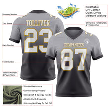 Charger l'image dans la galerie, Custom Gray White Steel Gray-Old Gold Authentic Fade Fashion Football Jersey
