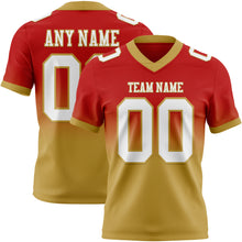 Load image into Gallery viewer, Custom Red White-Old Gold Authentic Fade Fashion Football Jersey