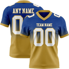 Load image into Gallery viewer, Custom Royal White-Old Gold Authentic Fade Fashion Football Jersey