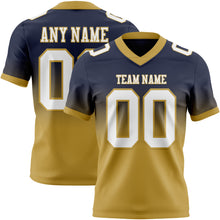 Load image into Gallery viewer, Custom Navy White-Old Gold Authentic Fade Fashion Football Jersey
