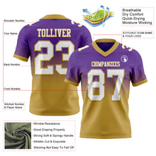 Charger l'image dans la galerie, Custom Purple White-Old Gold Authentic Fade Fashion Football Jersey
