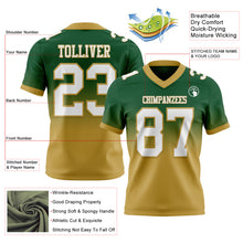 Load image into Gallery viewer, Custom Green White-Old Gold Authentic Fade Fashion Football Jersey