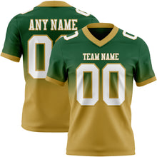 Load image into Gallery viewer, Custom Green White-Old Gold Authentic Fade Fashion Football Jersey