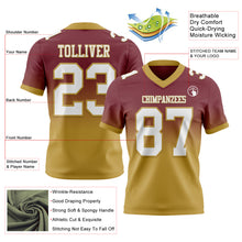 Load image into Gallery viewer, Custom Burgundy White-Old Gold Authentic Fade Fashion Football Jersey