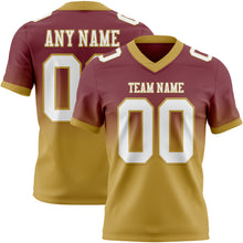 Load image into Gallery viewer, Custom Burgundy White-Old Gold Authentic Fade Fashion Football Jersey