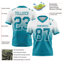 Load image into Gallery viewer, Custom White Teal Authentic Fade Fashion Football Jersey