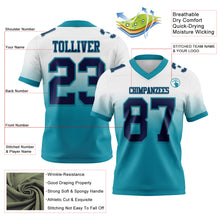 Load image into Gallery viewer, Custom White Navy-Teal Authentic Fade Fashion Football Jersey