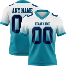 Load image into Gallery viewer, Custom White Navy-Teal Authentic Fade Fashion Football Jersey
