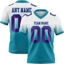 Load image into Gallery viewer, Custom White Purple-Teal Authentic Fade Fashion Football Jersey
