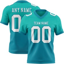Charger l'image dans la galerie, Custom Aqua White-Teal Authentic Fade Fashion Football Jersey