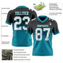 Load image into Gallery viewer, Custom Black White-Teal Authentic Fade Fashion Football Jersey