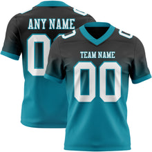 Load image into Gallery viewer, Custom Black White-Teal Authentic Fade Fashion Football Jersey