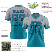 Load image into Gallery viewer, Custom Gray Teal-Navy Authentic Fade Fashion Football Jersey