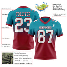 Загрузить изображение в средство просмотра галереи, Custom Teal White-Cardinal Authentic Fade Fashion Football Jersey