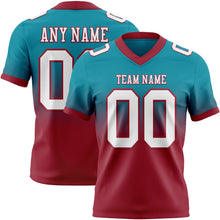 Загрузить изображение в средство просмотра галереи, Custom Teal White-Cardinal Authentic Fade Fashion Football Jersey
