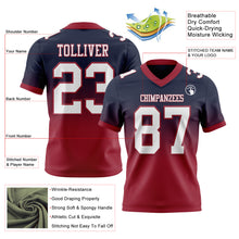 Load image into Gallery viewer, Custom Navy White-Cardinal Authentic Fade Fashion Football Jersey