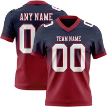 Load image into Gallery viewer, Custom Navy White-Cardinal Authentic Fade Fashion Football Jersey