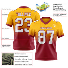 Load image into Gallery viewer, Custom Gold White-Cardinal Authentic Fade Fashion Football Jersey