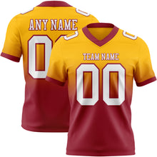 Load image into Gallery viewer, Custom Gold White-Cardinal Authentic Fade Fashion Football Jersey