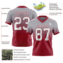 Load image into Gallery viewer, Custom Gray White-Cardinal Authentic Fade Fashion Football Jersey