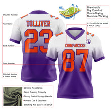 Load image into Gallery viewer, Custom White Orange-Purple Authentic Fade Fashion Football Jersey